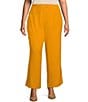 Color:Mustard - Image 1 - Plus Size Recycled Elastic Waist Straight Leg Coordinating Pants