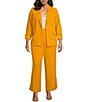 Color:Mustard - Image 3 - Plus Size Recycled Elastic Waist Straight Leg Coordinating Pants