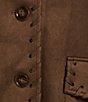 Skies Are Blue Plus Size Saddle Stitch Faux Suede Collared Long Sleeve Button Front Jacket - Image 5
