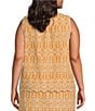 Color:Mustard - Image 2 - Plus Size Sleeveless Embroidered Woven Coordinating Top
