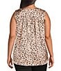 Skies Are Blue Plus Size Sleeveless Leopard Printed Satin Top, Color:Tan/Black - Image 2
