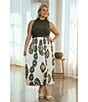 Skies Are Blue Plus Size Sleeveless Printed Midi Dress, Color:Cream/Olive - Image 3
