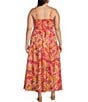 Skies Are Blue Plus Size Sleeveless Smock Top Floral Maxi Dress, Color:Bright Coral - Image 2