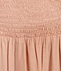 Color:Peach Bellini - Image 3 - Plus Size Square Neck Cap Sleeve Smocked Tiered Midi Dress