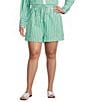 Skies Are Blue Plus Size Stripe Print High-Rise Coordinating Poplin Shorts - Image 1