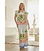 Skies Are Blue Plus Size Tropical Placement Printed Split V Neck Ruffle Sleeve Coordinating Top - Image 5