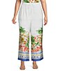 Skies Are Blue Plus Size Tropical Placement Printed Wide Leg High Ride Coordinating Pants - Image 1