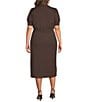 Skies Are Blue Plus Size V-Neck Short Sleeve Button Front Knit Midi Dress - Image 2