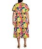 Color:Multi Floral - Image 2 - Plus Size Woven Floral Print Short Sleeve V-Neck Maxi Dress