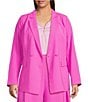 Color:Rose Violet - Image 1 - Plus Size Coordinating Woven Notch Lapel Double Breasted Blazer