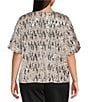 Skies Are Blue Plus Size Woven Short Sleeve Sequin Crew Neck Top, Color:Champagne - Image 2