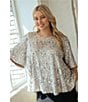 Skies Are Blue Plus Size Woven Short Sleeve Sequin Crew Neck Top, Color:Champagne - Image 5