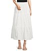 Skies Are Blue Poplin High Waist Tier Midi Skirt, Color:White - Image 1