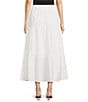 Skies Are Blue Poplin High Waist Tier Midi Skirt, Color:White - Image 2