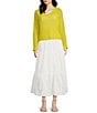 Skies Are Blue Poplin High Waist Tier Midi Skirt, Color:White - Image 3