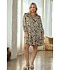 Skies Are Blue Print Point Collar Long Sleeve Button Front Tiered A-Line Dress, Color:Olive -Cream - Image 4