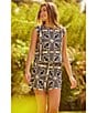 Skies Are Blue Printed Flat Front Coordinating Shorts, Color:Navy/Ivory - Image 5