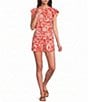 Skies Are Blue Printed Split V-Neck Ruffle Sleeve Coordinating Top - Image 3