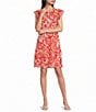Skies Are Blue Printed Split V-Neck Ruffle Sleeve Tiered Mini Dress - Image 1
