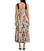 Skies Are Blue Printed Square Neck Sleeveless Tiered Maxi Dress, Color:Off White-Multi - Image 2