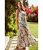 Skies Are Blue Printed Square Neck Sleeveless Tiered Maxi Dress, Color:Off White-Multi - Image 4