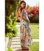 Skies Are Blue Printed Square Neck Sleeveless Tiered Maxi Dress, Color:Off White-Multi - Image 5