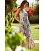 Skies Are Blue Printed Square Neck Sleeveless Tiered Maxi Dress, Color:Off White-Multi - Image 6