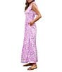 Skies Are Blue Printed V-Neck Flutter Sleeve Tiered Maxi Dress, Color:Pink Magnolia - Image 3