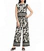 Skies Are Blue Printed Wide Leg Pull On Coordinating Pant - Image 3