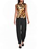 Skies Are Blue Recycled High Waisted Front Pleat Cuffed Hem Pants - Image 3