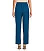 Color:Dark Teal - Image 2 - Recycled Mid Rise Elastic Waist Tapered Pants