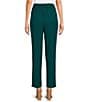Color:Hunter Green - Image 2 - Recycled Mid Rise Elastic Waist Tapered Pants