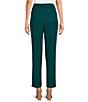 Color:Hunter Green - Image 2 - Recycled Mid Rise Elastic Waist Tapered Pants