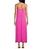 Color:Rose Violet - Image 2 - Recycled Satin Square Neck Sleeveless Maxi Dress
