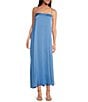 Color:Tranquil Blue - Image 1 - Recycled Satin Square Neck Sleeveless Maxi Dress