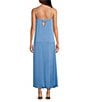 Color:Tranquil Blue - Image 2 - Recycled Satin Square Neck Sleeveless Maxi Dress