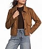 Skies Are Blue Saddle Stitch Faux Suede Collared Long Sleeve Button Front Jacket - Image 6