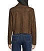 Skies Are Blue Saddle Stitch Faux Suede Collared Long Sleeve Button Front Jacket - Image 2