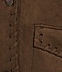 Skies Are Blue Saddle Stitch Faux Suede Collared Long Sleeve Button Front Jacket - Image 5