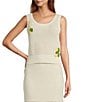 Skies Are Blue Scoop Neck Sleeveless Crochet Lemon Applique Coordinating Tank, Color:Off White-Lemon - Image 1