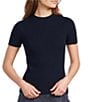 Skies Are Blue Soft Knit Mock Neck Short Sleeve Sweater Top - Image 1