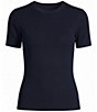 Skies Are Blue Soft Knit Mock Neck Short Sleeve Sweater Top - Image 5