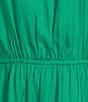 Color:Kelly Green - Image 3 - Split Tie Neck 3/4 Sleeve Tiered Ruffle Maxi Dress