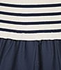 Skies Are Blue Striped Mixed Media Sleeveless Crew Neck Midi Dress, Color:Navy-Off White - Image 3
