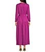 Skies Are Blue V Neck Long Sleeve Button Front Waist Tie Tiered Maxi Dress, Color:Mulberry - Image 2