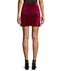 Color:Deep Cherry - Image 2 - Velvet High Waist Side Slit Mini Skirt