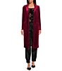Skies Are Blue Velvet Notch Lapel Long Sleeve Duster Coat, Color:Burgundy - Image 3