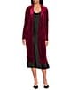 Skies Are Blue Velvet Notch Lapel Long Sleeve Duster Coat, Color:Burgundy - Image 1