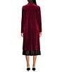 Skies Are Blue Velvet Notch Lapel Long Sleeve Duster Coat, Color:Burgundy - Image 2