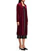 Skies Are Blue Velvet Notch Lapel Long Sleeve Duster Coat, Color:Burgundy - Image 4